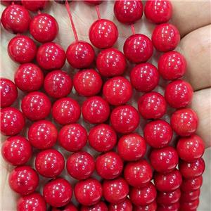 Natural Red Coral Beads Smooth Round Dye, approx 10mm [CROT16]