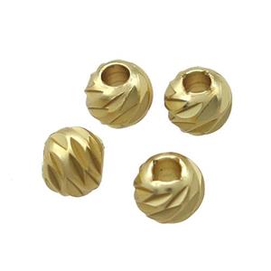 round copper carved beads, Unfade, duckgold, approx 5mm dia [FD10596]