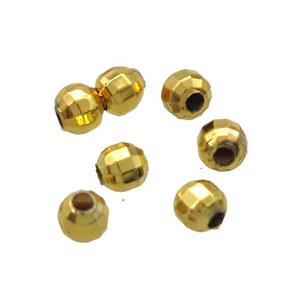 faceted round copper beads, Unfade, gold plated, approx 2.5mm dia [FD10600]