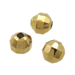 faceted round copper beads, Unfade, gold plated, approx 6mm dia [FD10601]