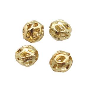 hollow copper barrel beads, Unfade gold plated, approx 3.5mm dia [FD10604]