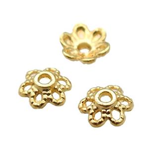 copper beadcaps, Unfade, gold plated, approx 4.5mm dia [FD10616-5MM]