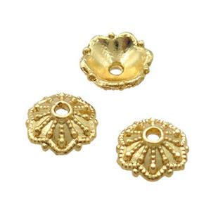copper beadcaps, Unfade, gold plated, approx 7.5mm dia [FD10617]