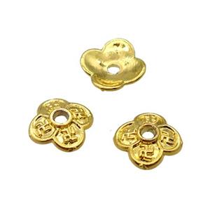 copper beadcaps, Unfade, gold plated, approx 8mm dia [FD10619]