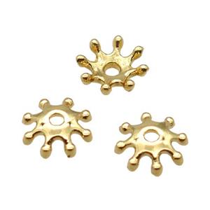copper beadcaps, Unfade, gold plated, approx 9mm dia [FD10620]