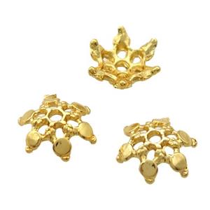 copper beadcaps, Unfade, gold plated, approx 12mm dia [FD10621]