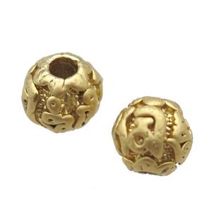 round copper beads, duck gold, Unfade, approx 6mm dia [FD10648]