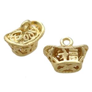 copper yuanbao pendant, duck gold, unfade, approx 6-11mm [FD10659]