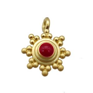 copper daisy pendant, duck gold, unfade, approx 8mm dia [FD10664]