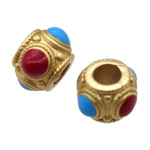 copper rondelle beads, duck gold, unfade, approx 7-10mm, 4mm hole [FD10670]