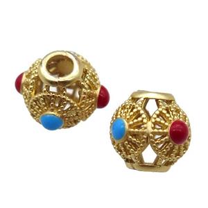 copper barrel beads, duck gold, unfade, approx 9-11mm, 3mm hole [FD10673]