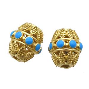 copper barrel beads, duck gold, unfade, approx 9-10mm, 2mm hole [FD10674]