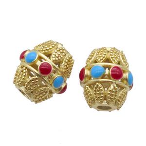 copper barrel beads, duck gold, unfade, approx 9-10mm, 2mm hole [FD10675]