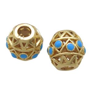 copper barrel beads, duck gold, unfade, approx 11mm, 4mm hole [FD10676]