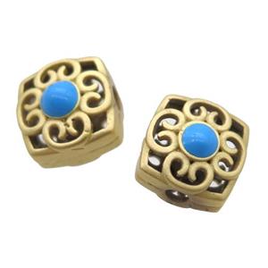 copper square beads, duck gold, unfade, approx 10x10mm [FD10678]