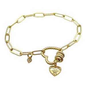 copper bracelet, gold plated, approx 4x11mm, 18cm length [FD10686]