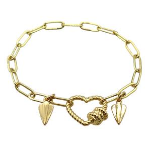 copper bracelet, gold plated, approx 4x11mm, 18cm length [FD10689]