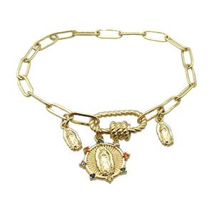 copper bracelet, gold plated, approx 4x11mm, 18cm length [FD10690]