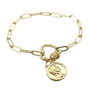 copper bracelet, gold plated, approx 4x11mm, 18cm length [FD10692]