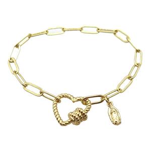 copper bracelet, gold plated, approx 4x11mm, 18cm length [FD10693]