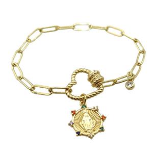 copper bracelet, gold plated, approx 4x11mm, 18cm length [FD10695]