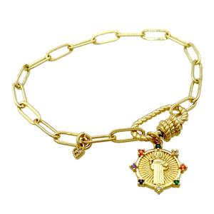 copper bracelet, gold plated, approx 4x11mm, 18cm length [FD10698]
