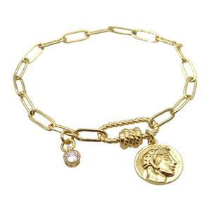 copper bracelet, gold plated, approx 4x11mm, 18cm length [FD10699]