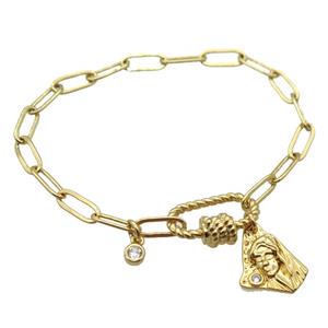 copper bracelet, gold plated, approx 4x11mm, 18cm length [FD10702]