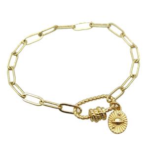 copper bracelet, gold plated, approx 4x11mm, 18cm length [FD10704]