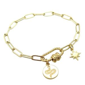 copper bracelet, gold plated, approx 4x11mm, 18cm length [FD10707]