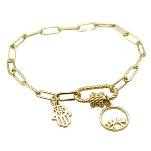 copper bracelet, gold plated, approx 4x11mm, 18cm length [FD10711]