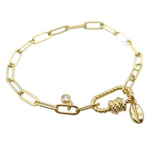 copper bracelet, gold plated, approx 4x11mm, 18cm length [FD10713]