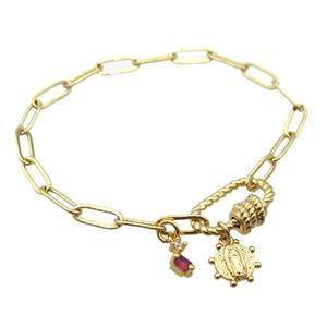 copper bracelet, gold plated, approx 4x11mm, 18cm length [FD10715]