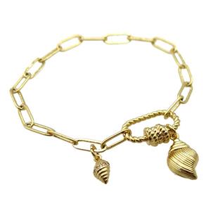 copper bracelet, gold plated, approx 4x11mm, 18cm length [FD10716]