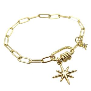 copper bracelet, gold plated, approx 4x11mm, 18cm length [FD10717]