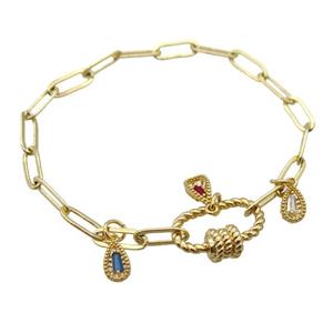 copper bracelet, gold plated, approx 4x11mm, 18cm length [FD10718]