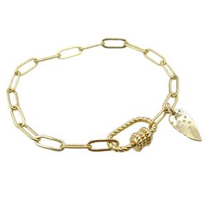 copper bracelet, gold plated, approx 4x11mm, 18cm length [FD10721]