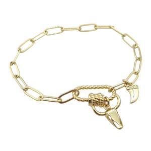 copper bracelet, gold plated, approx 4x11mm, 18cm length [FD10722]