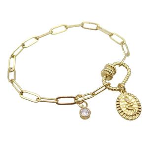 copper bracelet, gold plated, approx 4x11mm, 18cm length [FD10723]