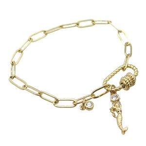 copper bracelet, gold plated, approx 4x11mm, 18cm length [FD10724]