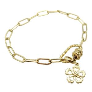 copper bracelet, gold plated, approx 4x11mm, 18cm length [FD10725]