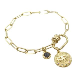 copper bracelet, gold plated, approx 4x11mm, 18cm length [FD10726]