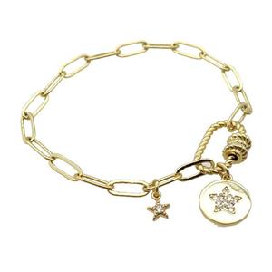 copper bracelet, gold plated, approx 4x11mm, 18cm length [FD10733]