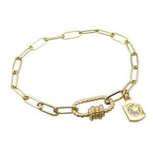 copper bracelet, gold plated, approx 4x11mm, 18cm length [FD10734]