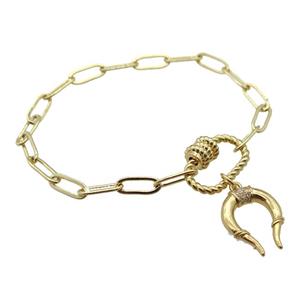copper bracelet, gold plated, approx 4x11mm, 18cm length [FD10735]