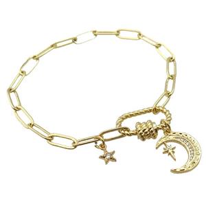 copper bracelet, gold plated, approx 4x11mm, 18cm length [FD10739]