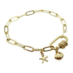 copper bracelet, gold plated, approx 4x11mm, 18cm length [FD10742]