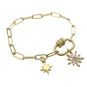copper bracelet, gold plated, approx 4x11mm, 18cm length [FD10743]