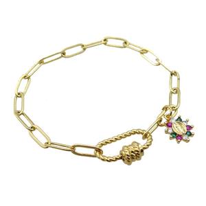 copper bracelet, gold plated, approx 4x11mm, 18cm length [FD10744]
