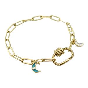 copper bracelet, gold plated, approx 4x11mm, 18cm length [FD10745]